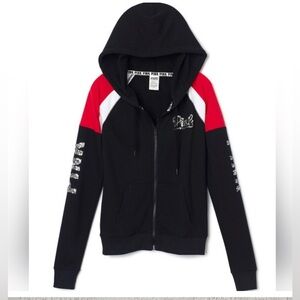 PINK Victoria's Secret Womans Hoodie - Black and Red with sequins